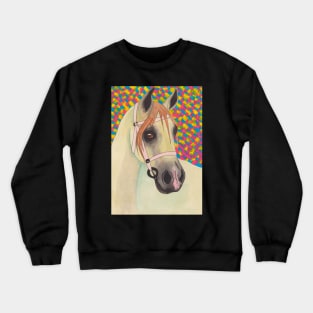 White arabian horse with splash of colors Crewneck Sweatshirt